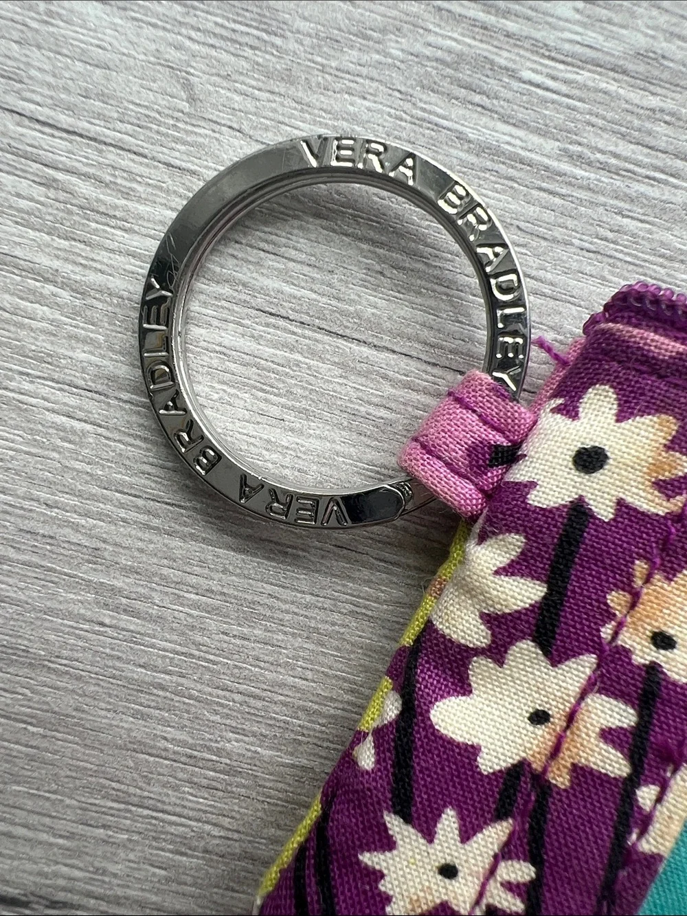 Vera Bradley Purple Floral & Butterfly Zip ID Case with Keyring